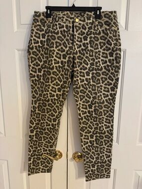 Michael Kors Tan and Black Leopard Print Skinny Jeans